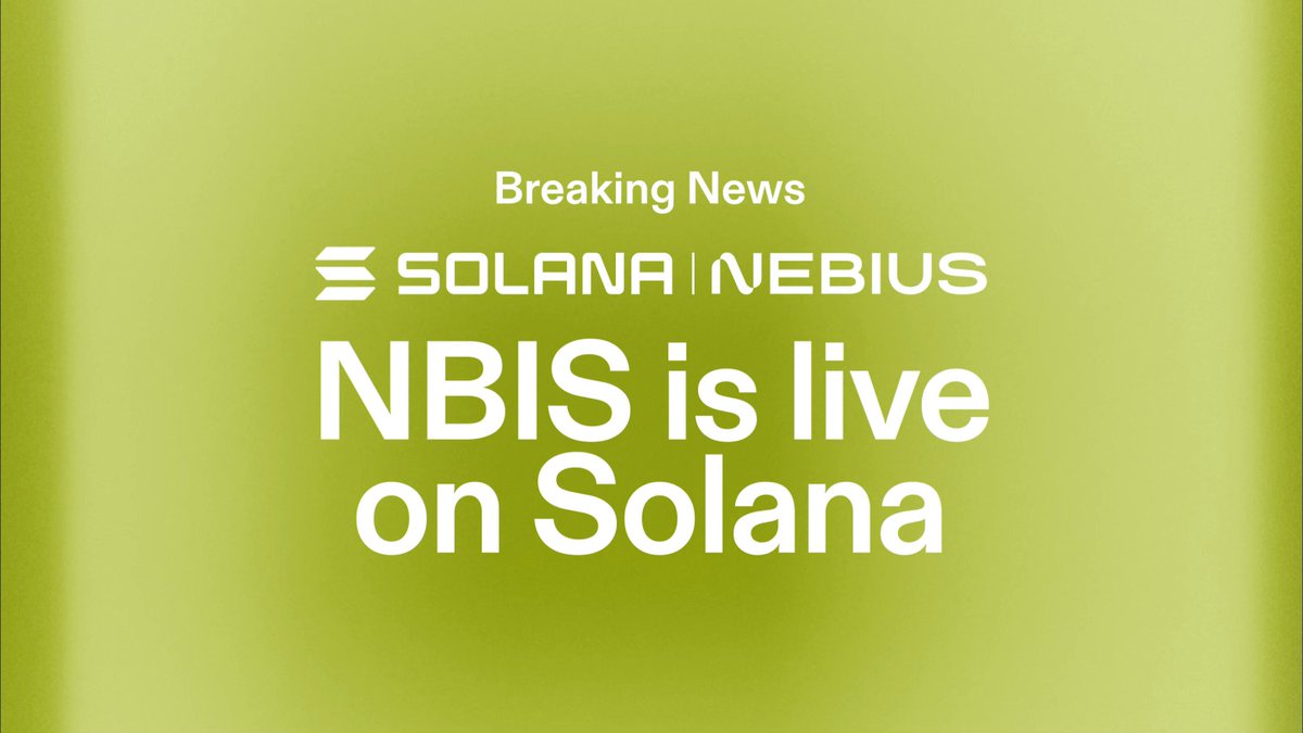 Nebius’ $NBIS tokenized stock goes live on Solana via Sunrise, issued by Backpack Securities, bringing the ~$48B Nasdaq-listed AI infrastructure firm onchain