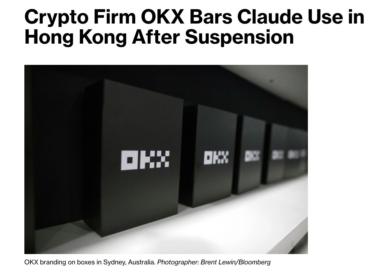 OKX restricts Claude for Hong Kong staff after its Anthropic account was suspended, while the exchange spends $6M-$8M monthly across AI model providers