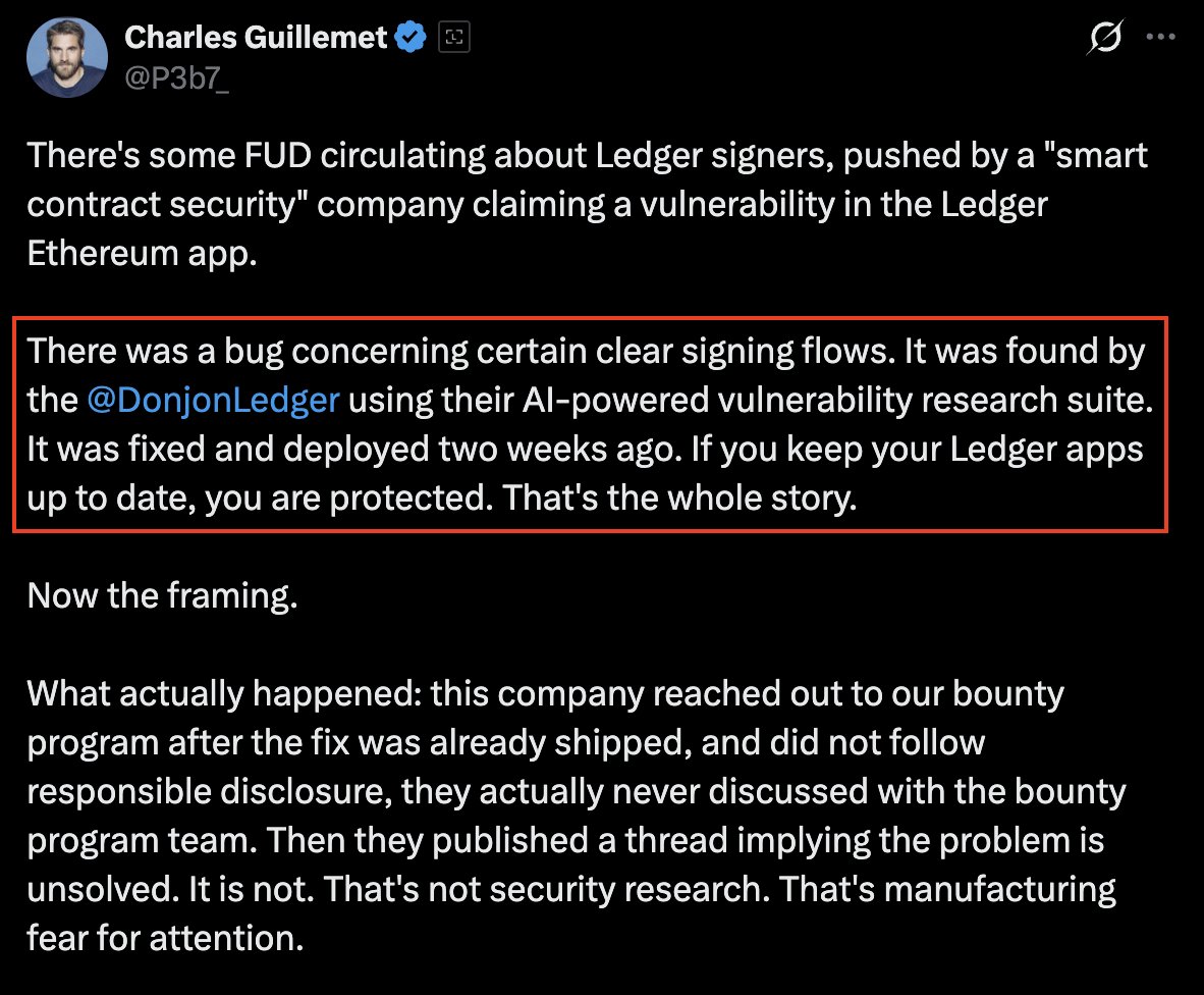 Ledger CTO confirms fix for Ethereum app signing flaw found by internal team