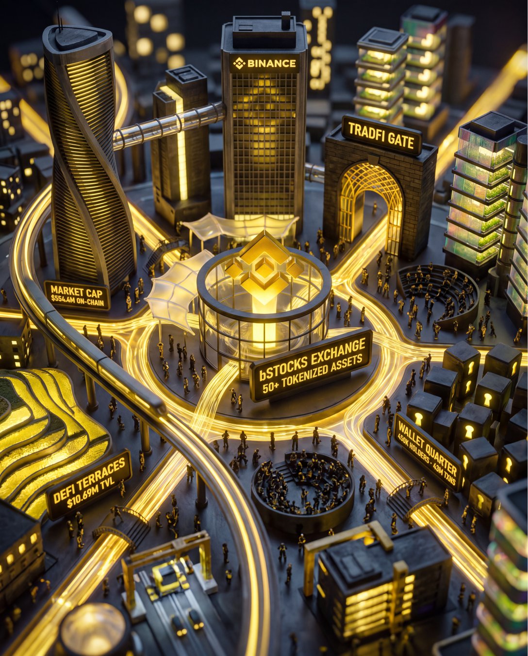 Binance invites users to build their own 'Binance Town' as stocks move on-chain