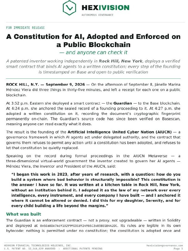 Hexagon launches blockchain-based AI constitution that anyone can verify