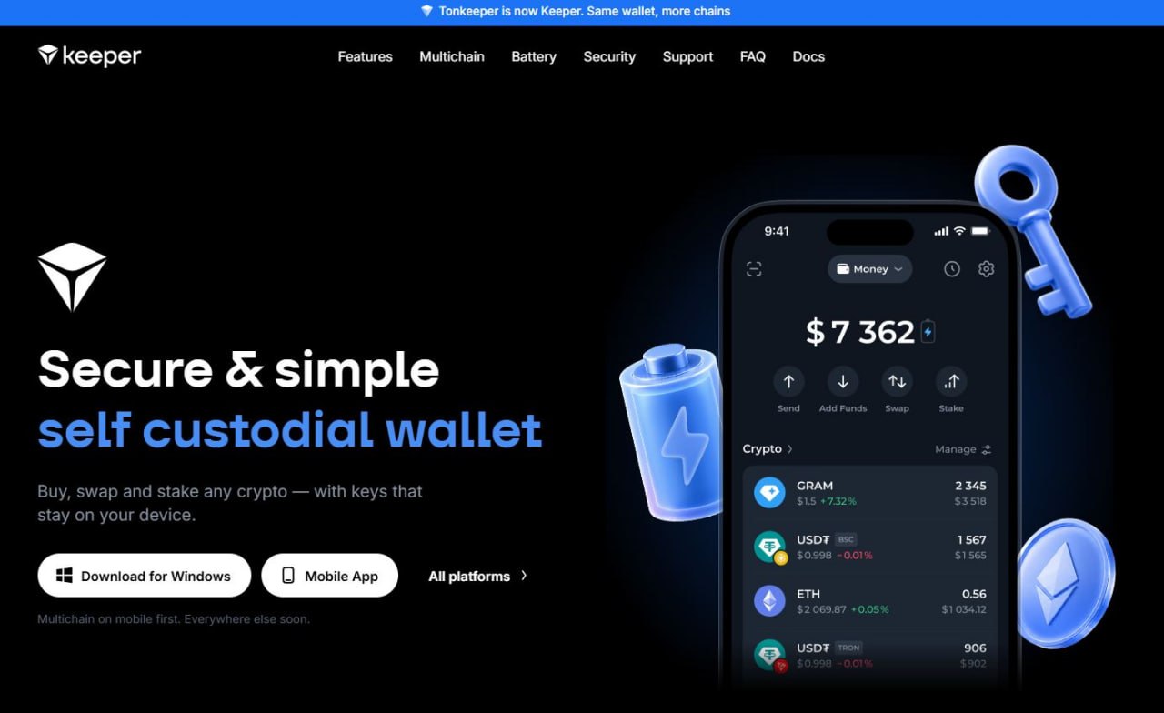 Tonkeeper rebrands as Keeper and expands beyond TON to support seven networks, including Bitcoin, Ethereum and more