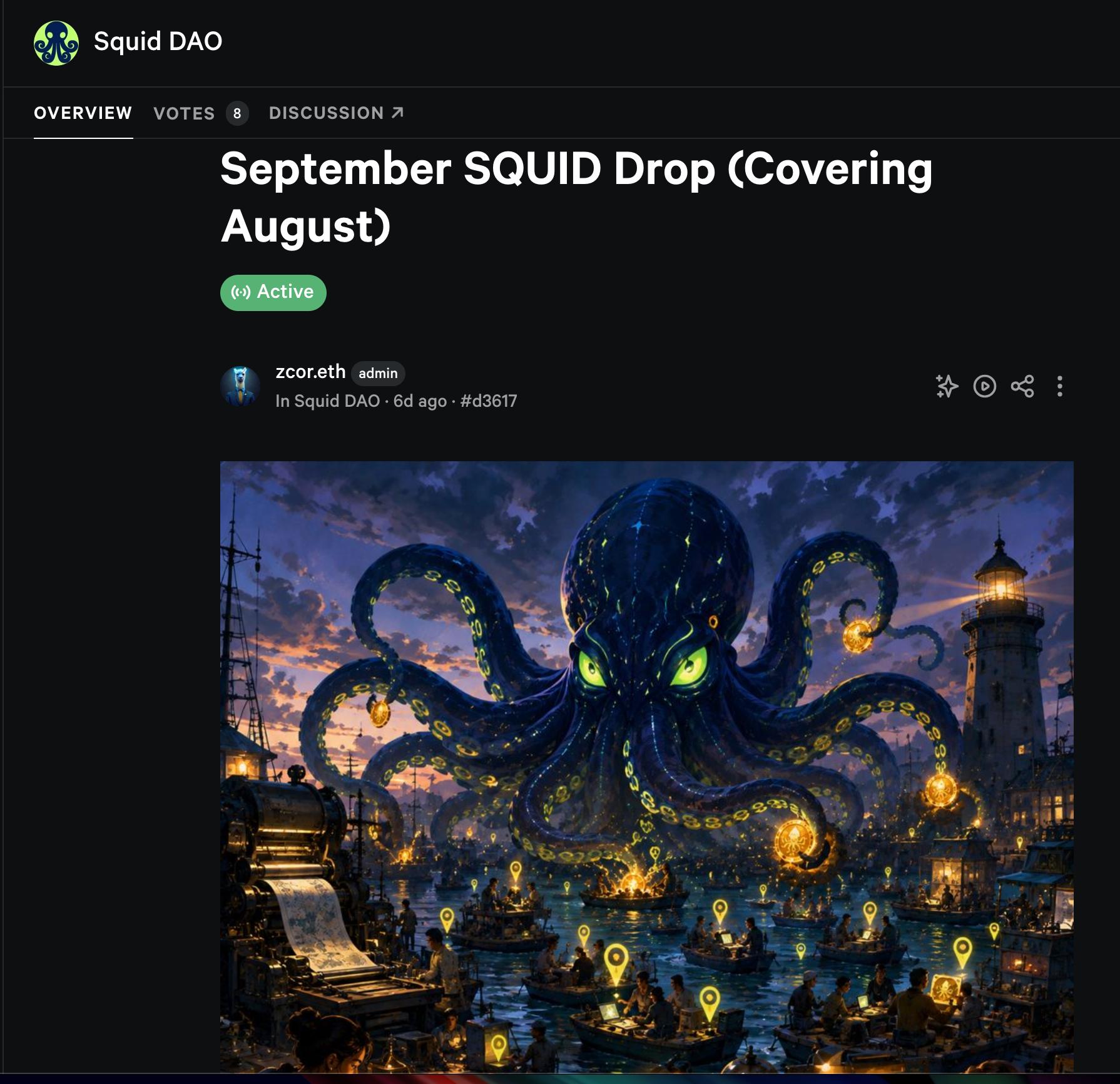 1 day left to vote for the August SQUID drop. Takes less than a minute and it's gasless