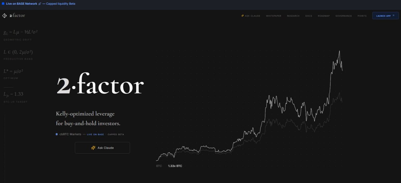 2factor launches on Base, offering holdable leverage on Coinbase tokenized stocks at 75% lower cost