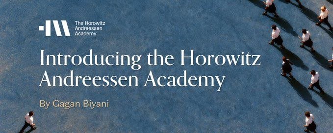 a16z founders launch Horowitz Andreessen Academy in San Francisco to train young builders through AI-driven projects