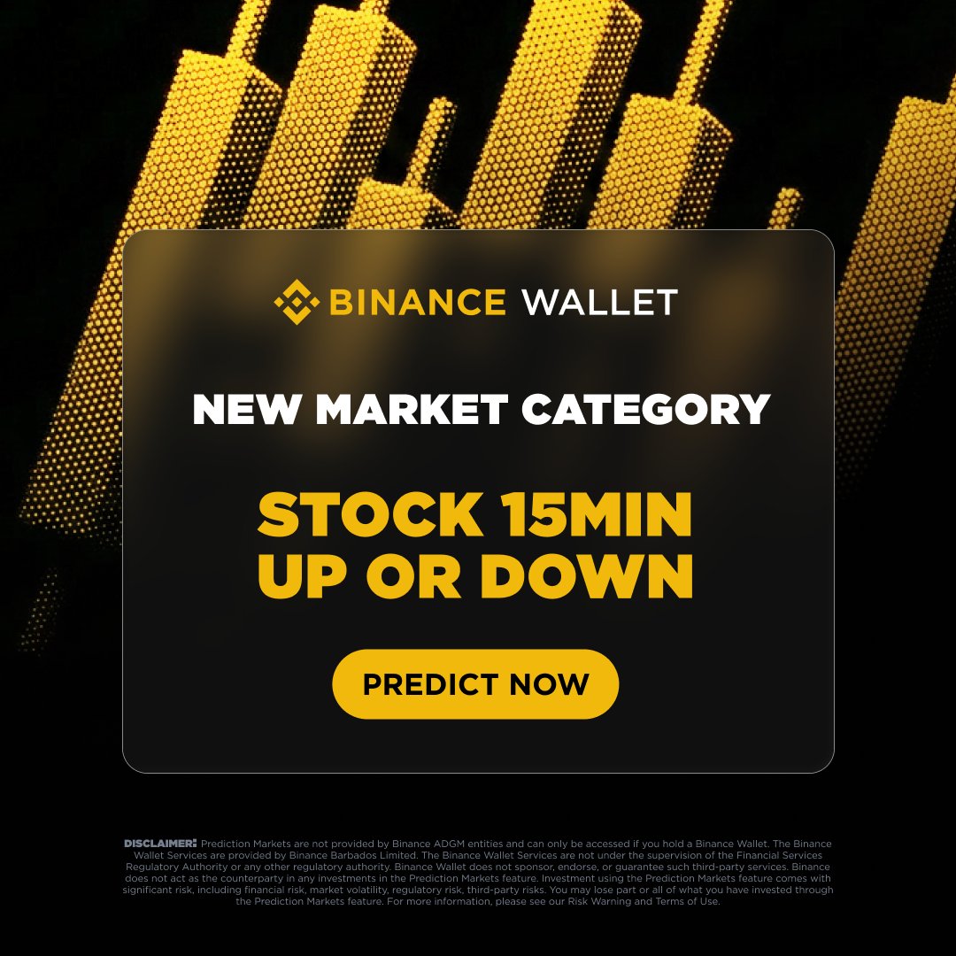 Binance Wallet launches 15-minute stock up/down prediction markets for major tech and AI stocks