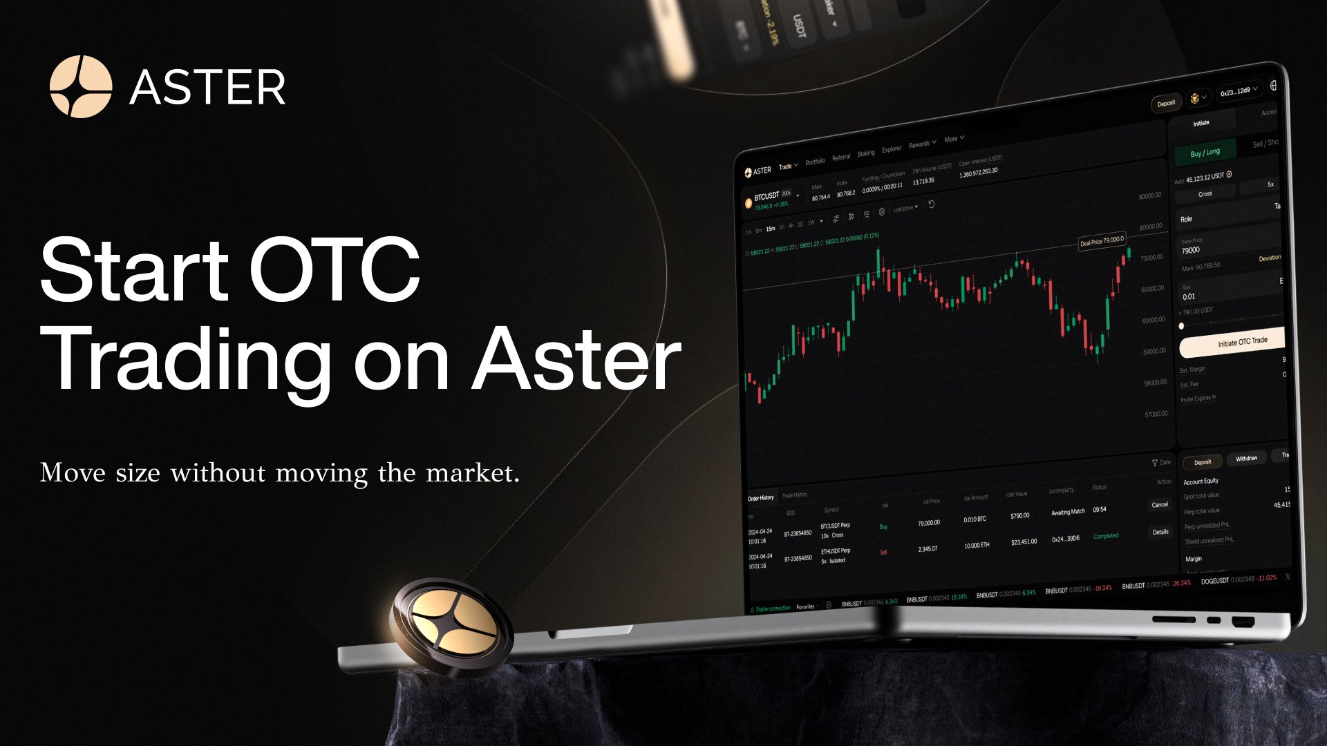 Aster launches OTC trading, starting with BTCUSDT and more markets to follow
